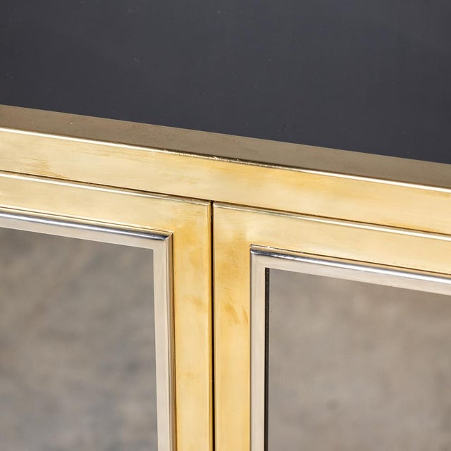 Vintage Mirrored Sideboard in Brass by Michel Pigneres, 1970 For Sale - Image 8 of 16