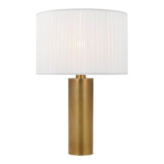 Paloma Contreras for Visual Comfort Signature Sylvie Medium Table Lamp in Hand-Rubbed Antique Brass with Silk Pleat Shade For Sale