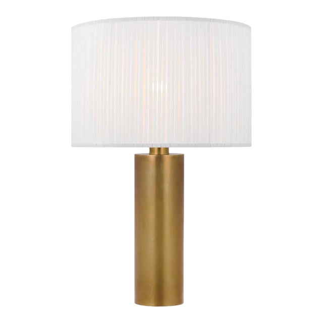 Paloma Contreras for Visual Comfort Signature Sylvie Medium Table Lamp in Hand-Rubbed Antique Brass with Silk Pleat Shade For Sale