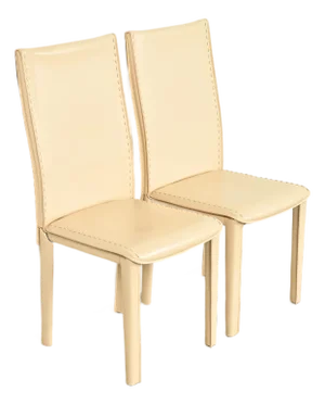 Mario Bellini Style Italian Modern Cream Leather Wrapped High Back Side Chairs or Dining Chairs, Pair