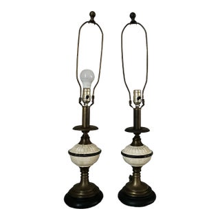 Currey & Company Table Lamps – Brass With Ivory Mosaic Inlay - a Pair For Sale