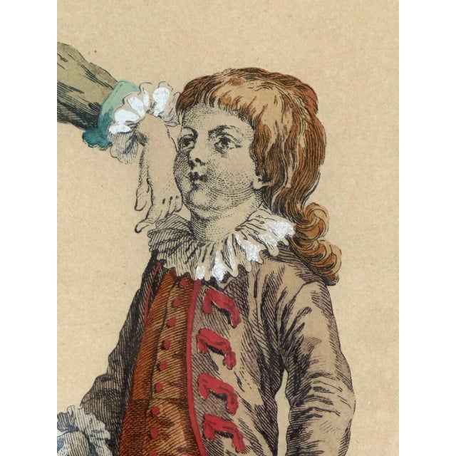 1920s French Engraving Hand Colored Galerie Des Modes Costumes Francais, 1779 For Sale - Image 5 of 9