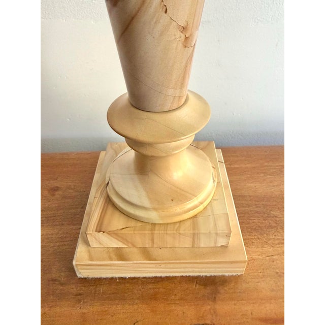 Stone Midcentury Banded Marble Art Deco Table Lamp, Rewired For Sale - Image 7 of 8