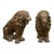 Pair of Italian 1880s Small Walnut Hand Carved Lion Sculptures with Dark Patina For Sale