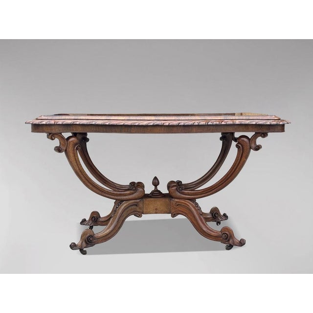 Very Fine & Elegant Mid 19th-Century Victorian Burr Walnut Carved Centre Table A superb example of mid-19th-century...