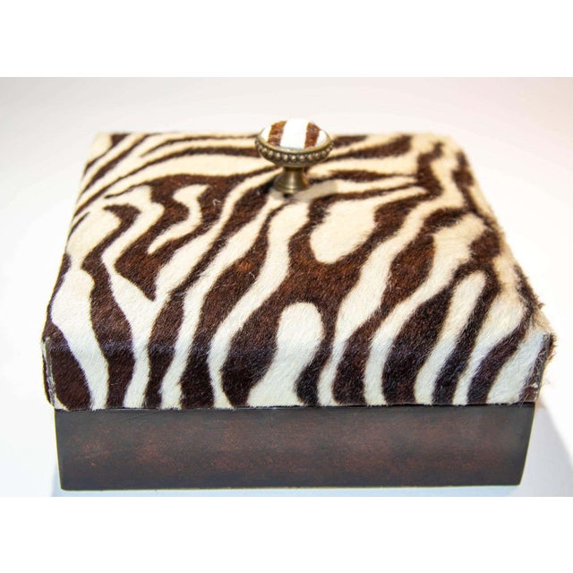 Maitland Smith Zebra Design Decorative Box, Leather, 1980s, Philippines For Sale - Image 11 of 16