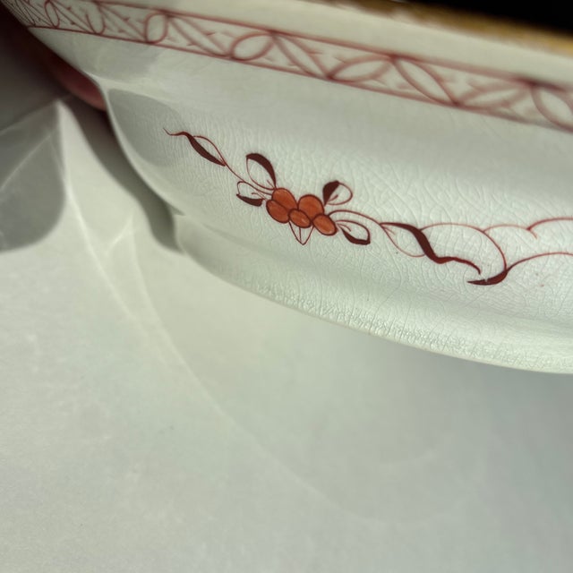 Antique English Hand-Painted Floral Porcelain Bowl With Gilt Rim For Sale - Image 6 of 11