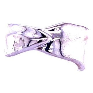 1990s Tiffany & Co Estate Leaf Band Size 6.5 Silver 10 mm, Size 6.5 For Sale