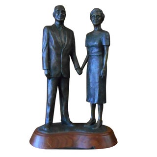 Signed David Chapple Bronze Couple Statue For Sale