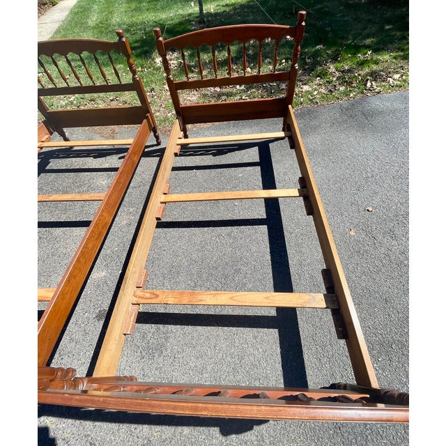 Late 20th Century L. & J. G. Stickley American Colonial Cherry Twin Beds For Sale - Image 12 of 18