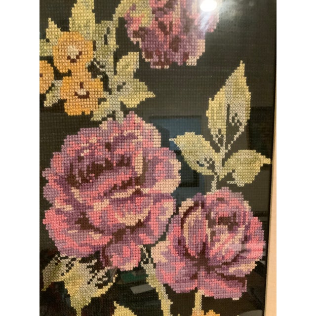 Gorgeous burst of purple and pink blooms on a black backdrop. The yellowed distressed wood frame brings out the gold...