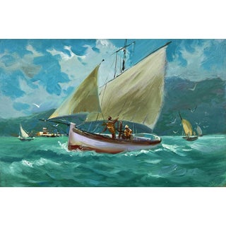 Oil Painting Wind Sails at Sea Yuriy Suprunchuk For Sale