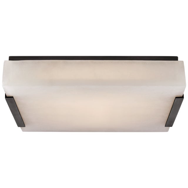 Covet Medium Flush Mount in Bronze with Alabaster Designer: Kelly Wearstler Canopy: 13.25" Square Mounting: Flush Shade...