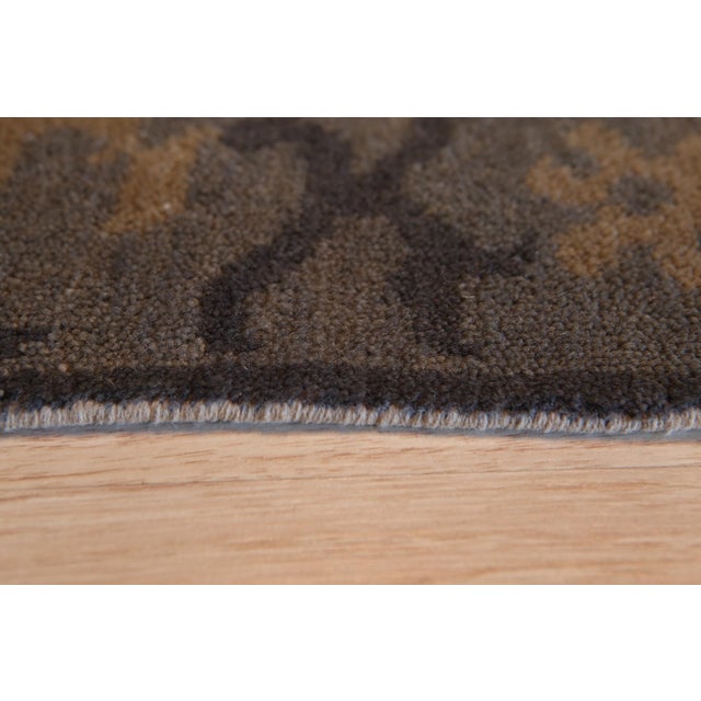 Modern 12x18 Noir Dynasty Black Traditional Geometric Handmade Ningxia Wool Carpet Rug For Sale - Image 3 of 7