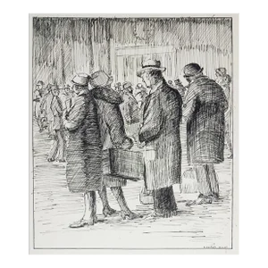 1927 Railway Station Pen and Ink Drawing
