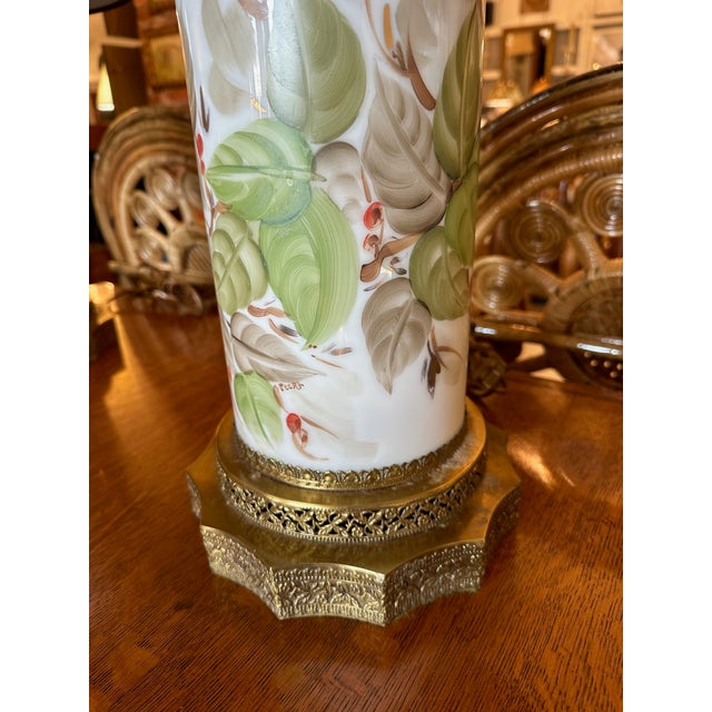 Chinese Porcelain Lamps With Brass Bases and Custom Shades -a Pair For Sale - Image 9 of 13