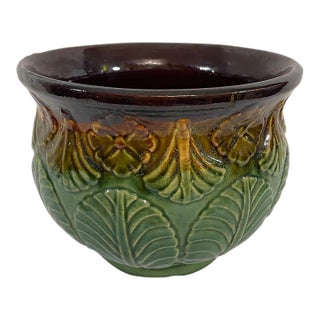 Early 1900s Weller Art Pottery Majolica Cachepot Planter For Sale