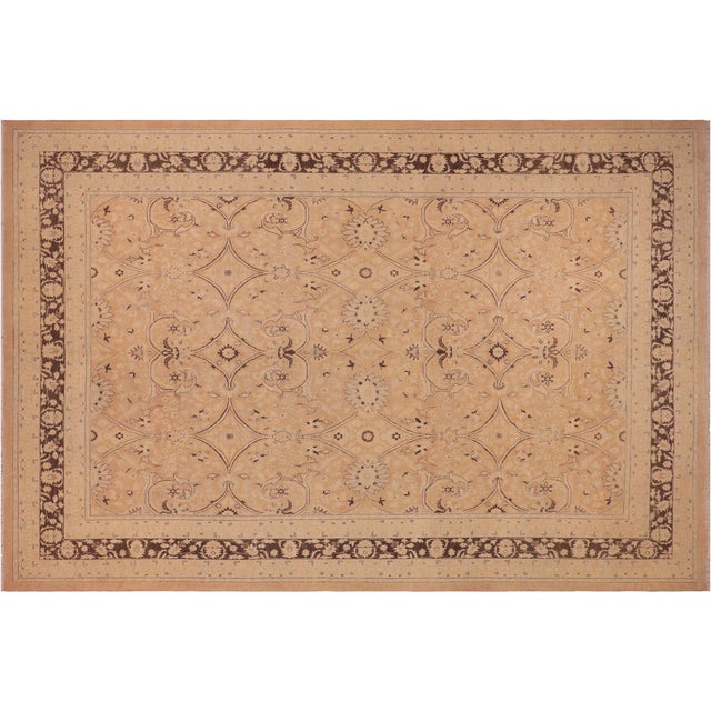Shabby Chic Peach/Brown Wool Rug - 8'11'' X 12'5'' For Sale - Image 9 of 10