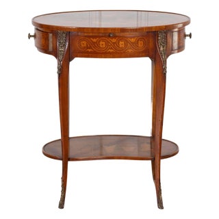 Napoleon III Marquetry Side Table with Floral Inlay, France, Late 19th Century For Sale