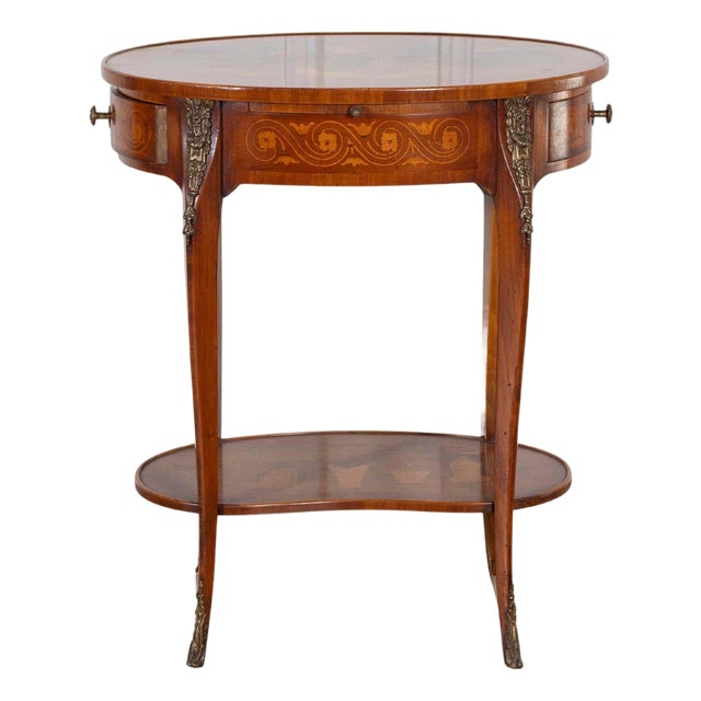 Napoleon III Marquetry Side Table with Floral Inlay, France, Late 19th Century For Sale