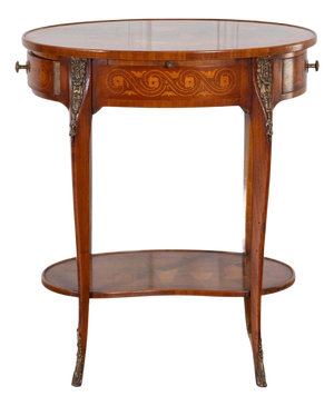 Napoleon III Marquetry Side Table with Floral Inlay, France, Late 19th Century
