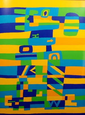1981 "Tete Flame" Abstract French Serigraph by Jacques Soisson