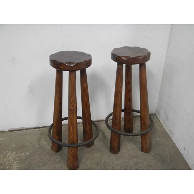 Set of Vintage Rustic Stools, 1980 For Sale - Image 10 of 10