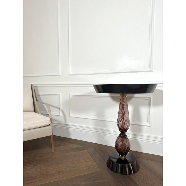 Wood Murano Glass Side Table with Amethyst Stem from Seguso, Italy, 2018 For Sale - Image 7 of 11