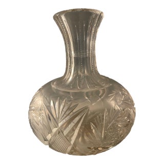 Antique Cut Glass Wine Decanter Carafe - Victorian Water Bottle For Sale