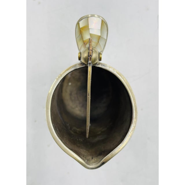 1960s Los Castillo Taxco Silver Plate Bird Handle Pitcher W/ Mother-of-Pearl For Sale - Image 14 of 18