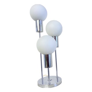 Space Age Spherical Table Lamp in Chrome and Glass, 1970s For Sale