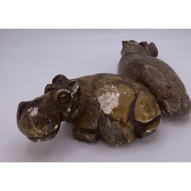 Pair of Mid 20th Century Stone Hippo Figures For Sale - Image 4 of 10
