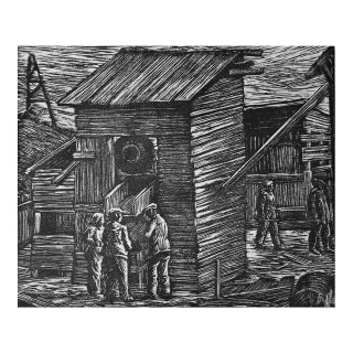 "Concrete Mixer, Moscow": Early 20th C. Woodcut Engraving by Albert Abramovitz, 1935 For Sale