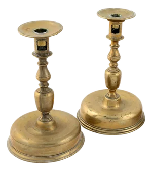 18th Century Dutch Brass Candlesticks - A Pair