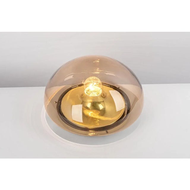 Mid-Century Modern Smoked Glass Flush Mount from Limburg, Germany, 1970s For Sale - Image 9 of 11