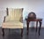 Elegant vintage wingback accent chair unknown brand, crafted in California. This classic chair features a tall channel-...