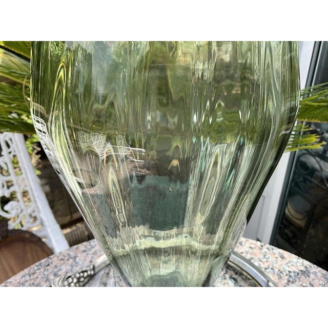 Antique Sea Green Ribbed Footed Vase by James Powell for Whitefriars, 1880s For Sale - Image 4 of 12
