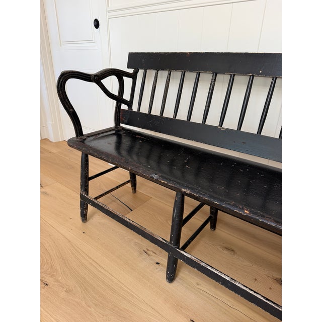Antique Spindle Back Railway Bench For Sale - Image 9 of 12