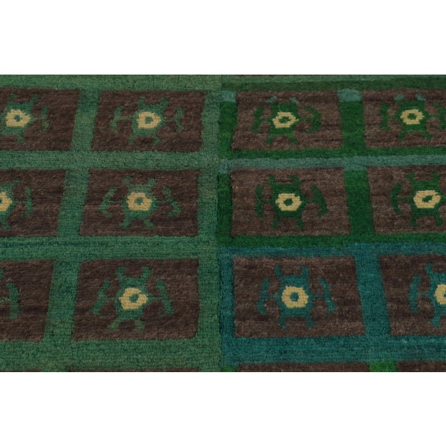 Rug & Kilim Vintage Turkish Tulu Rug With Playful Teal Geometric Pattern - Rug & Kilim For Sale - Image 4 of 8