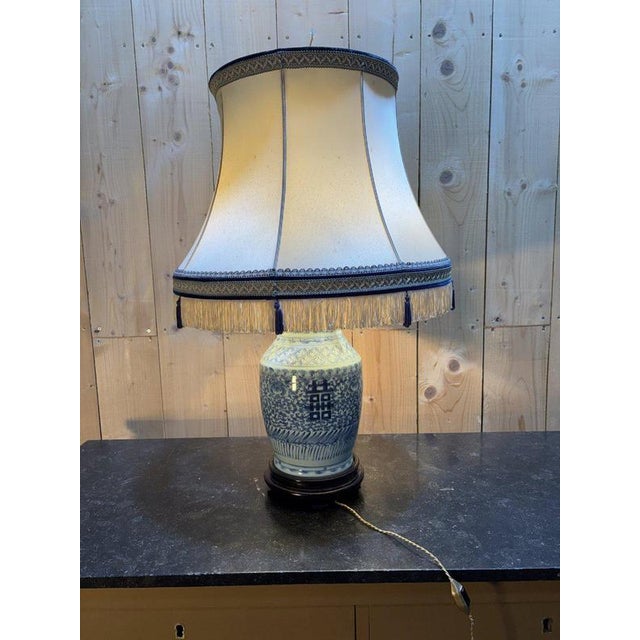 Blue Enamelled Porcelain Table Lamp For Sale - Image 8 of 13