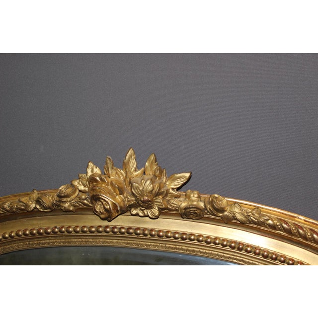 Louis XVI Style Mirror in Gilded Stucco, 19th Century For Sale - Image 6 of 12