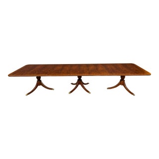 Large 14 Ft. Traditional Multi-Banded Mahogany Dining/Banquet Table by Leighton Hall - Showroom Sample For Sale