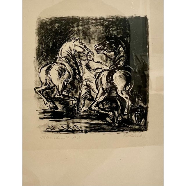 Paul Kleinschmidt, (1883–1949) "Man & Two Horses" Lithograph 1916 Frame: 21" X 17" Image: 13.5" X 10.5" Rare Artist's...