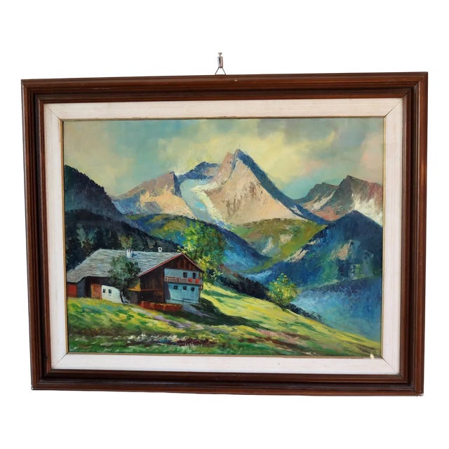 Piero Leo, Mountain Landscape, 1974, Oil on Faesitis For Sale