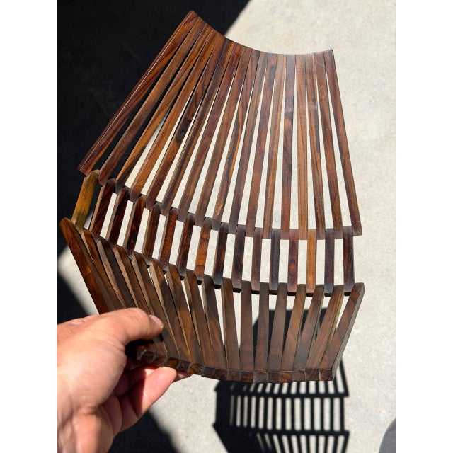 1960s Vintage Danish Modern Sculptural Rosewood Folding Fruit Bowl Centerpiece For Sale - Image 5 of 8