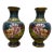 Mid 20th Century Vintage Chinese Cloisonne Floral Decorated Vases- a Pair For Sale