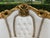 White Pair 1950s French Louis XVI Gold Baroque Rococo Leather Bergere Chairs For Sale - Image 8 of 9