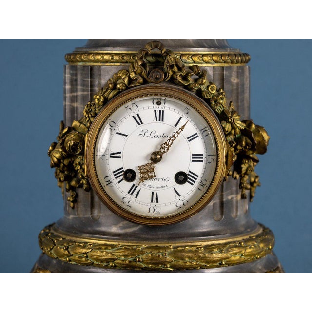 French Clock in Marble and Gilded Bronze with Putto, Late 19th Century For Sale - Image 4 of 7