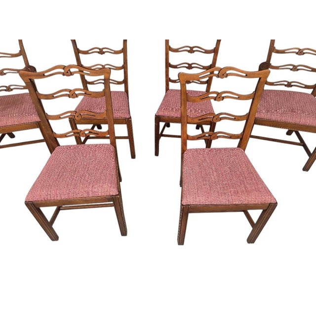 Vintage Traditional Ladderback Dining Chairs, Set of 6, Including 2 Armchairs For Sale - Image 4 of 6
