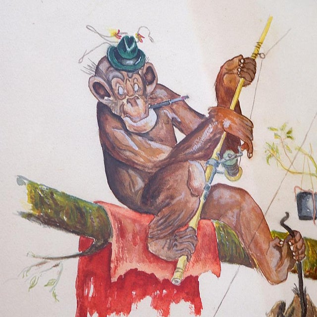 Brown Monkey, 1962, Watercolor on Paper, Framed For Sale - Image 8 of 11